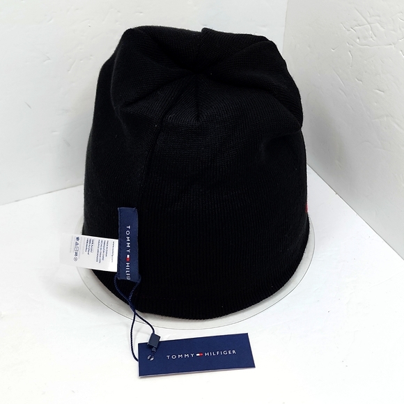 TOMMY HILFIGER HAT BEANIE , BLACK, UNISEX, REVERSIBLE - Picture 8 of 12